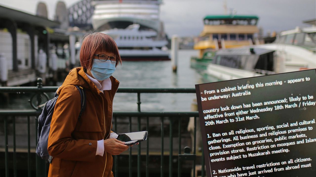 Australia to lock down Sydney and Melbourne amid coronavirus pandemic. Image via 7News.