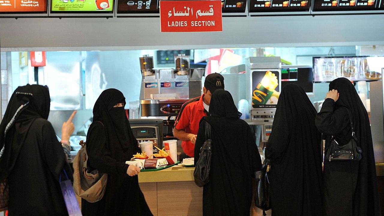 Gender segregation is no longer required by law at restaurants in Saudi Arabia. Image via Sky News.