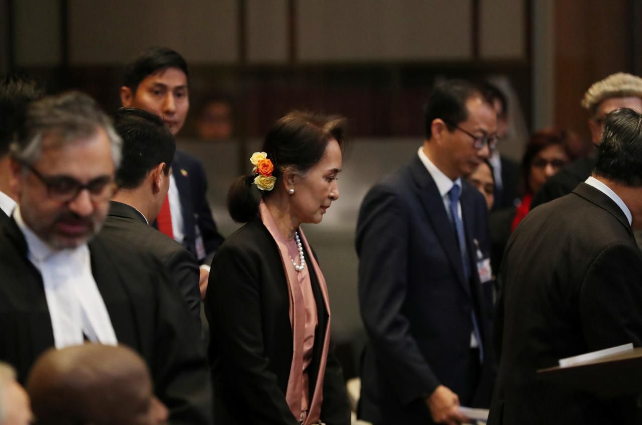 The International Court of Justice has commenced hearings for Myanmar's genocide case, with Myanmar leader Suu Kyi in attendance. Image via Reuters.