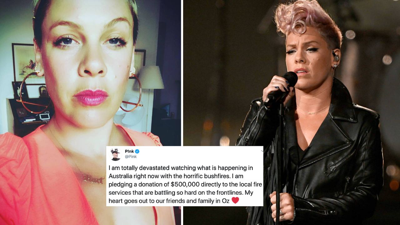American pop star Pink promises half a million USD in direct donations to Australia's fire services. Image via Getty Images.