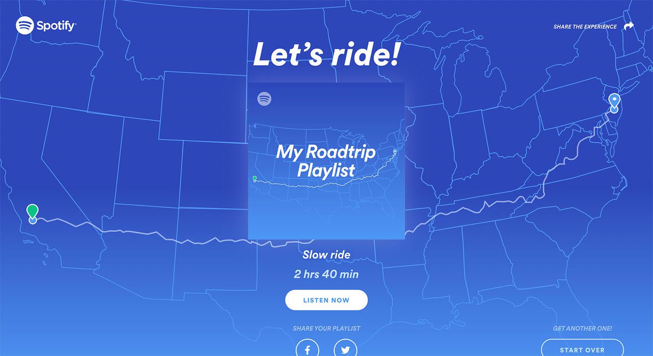 Spotify can now make your road trip playlist for you. Image via Spotify