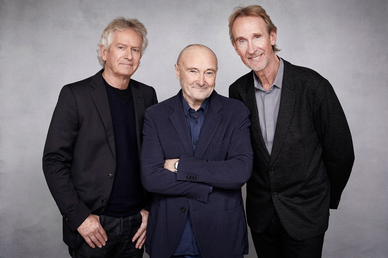 Legendary prog rock band members of Genesis reunite for UK tour. Image via Rolling Stone.