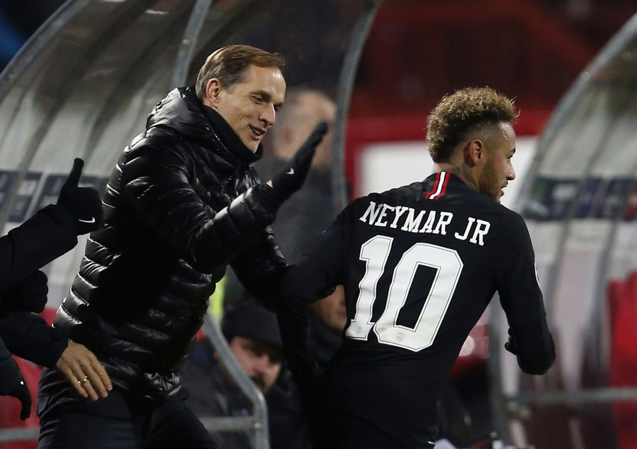 Tuchel says Neymar's place in PSG squad for Dortmund match still uncertain due to injury. Image via AP.