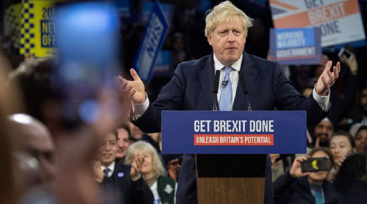 UK general elections see landmark win for PM Boris Johnson's Tories. Image via AP.