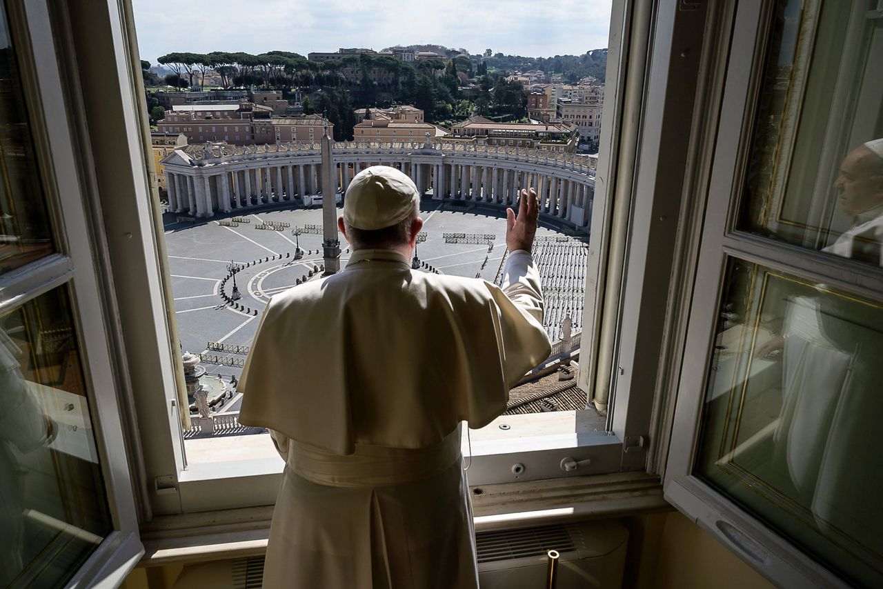 Pope Francis delivered Sunday blessings to an empty St. Peter’s Square, Image via ,Metro