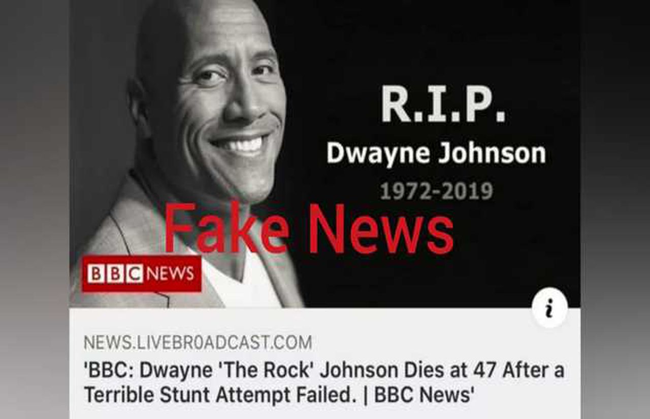 Dwayne Johnson have become the latest victim of a death hoax