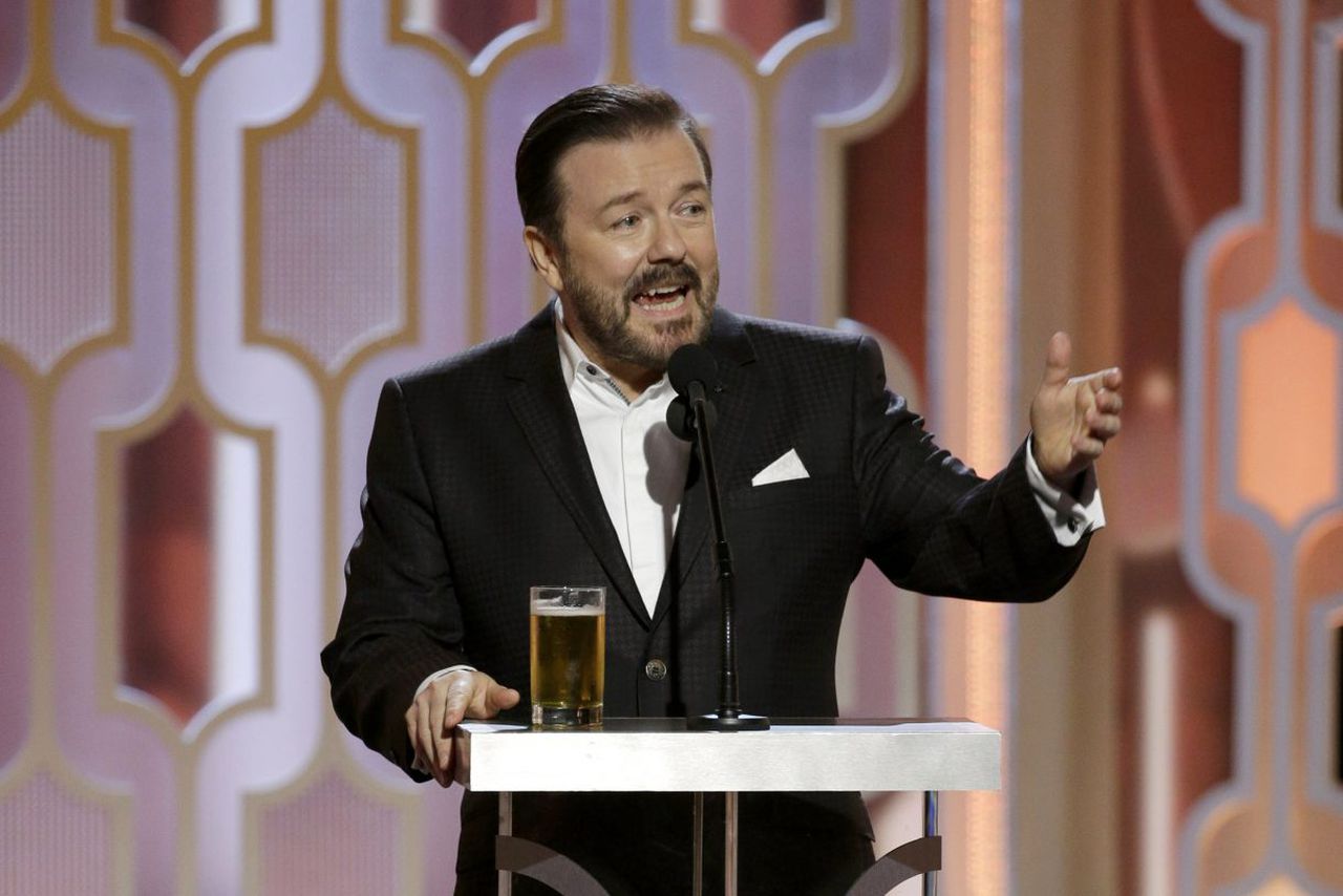 Ricky Gervais will be hosting the Golden Globes for the fifth time, image via Getty Images
