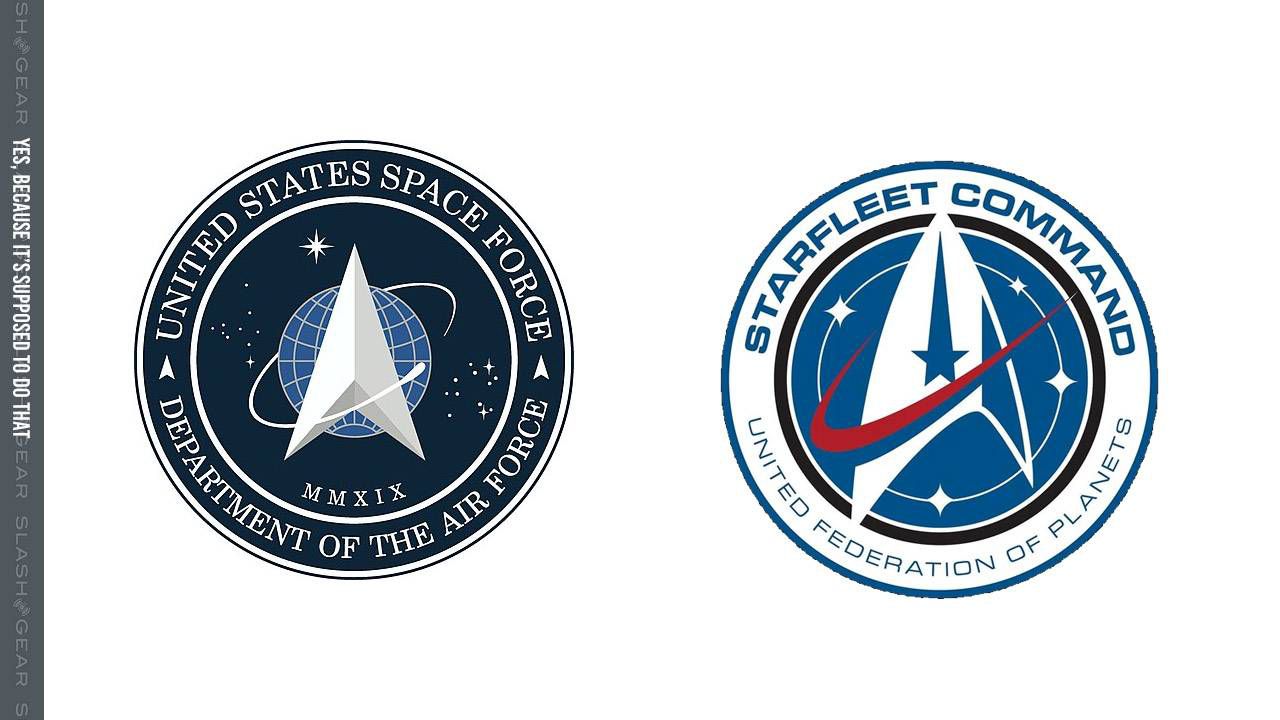 US Space Force logo called out for copying Star Trek Starfleet Command design. Image via Slashgear.