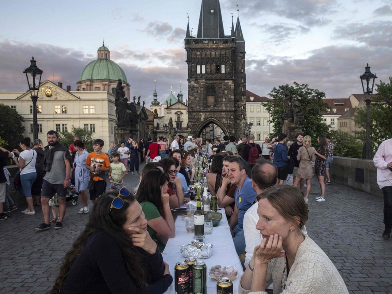 Prague arranged a massive public dinner to celebrate the end of coronavirus