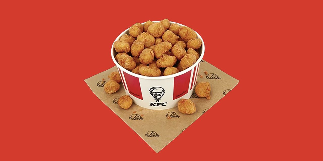 KFC launches enormous 80-piece Popcorn Chicken bucket in the UK. Image via Yahoo Style.