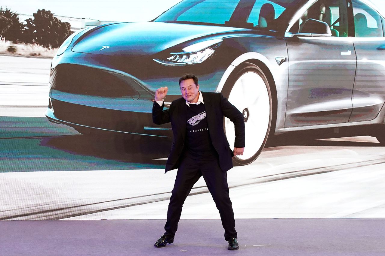 Tesla marks second quarterly profit, promises more production in 2020. Image via CNBC.