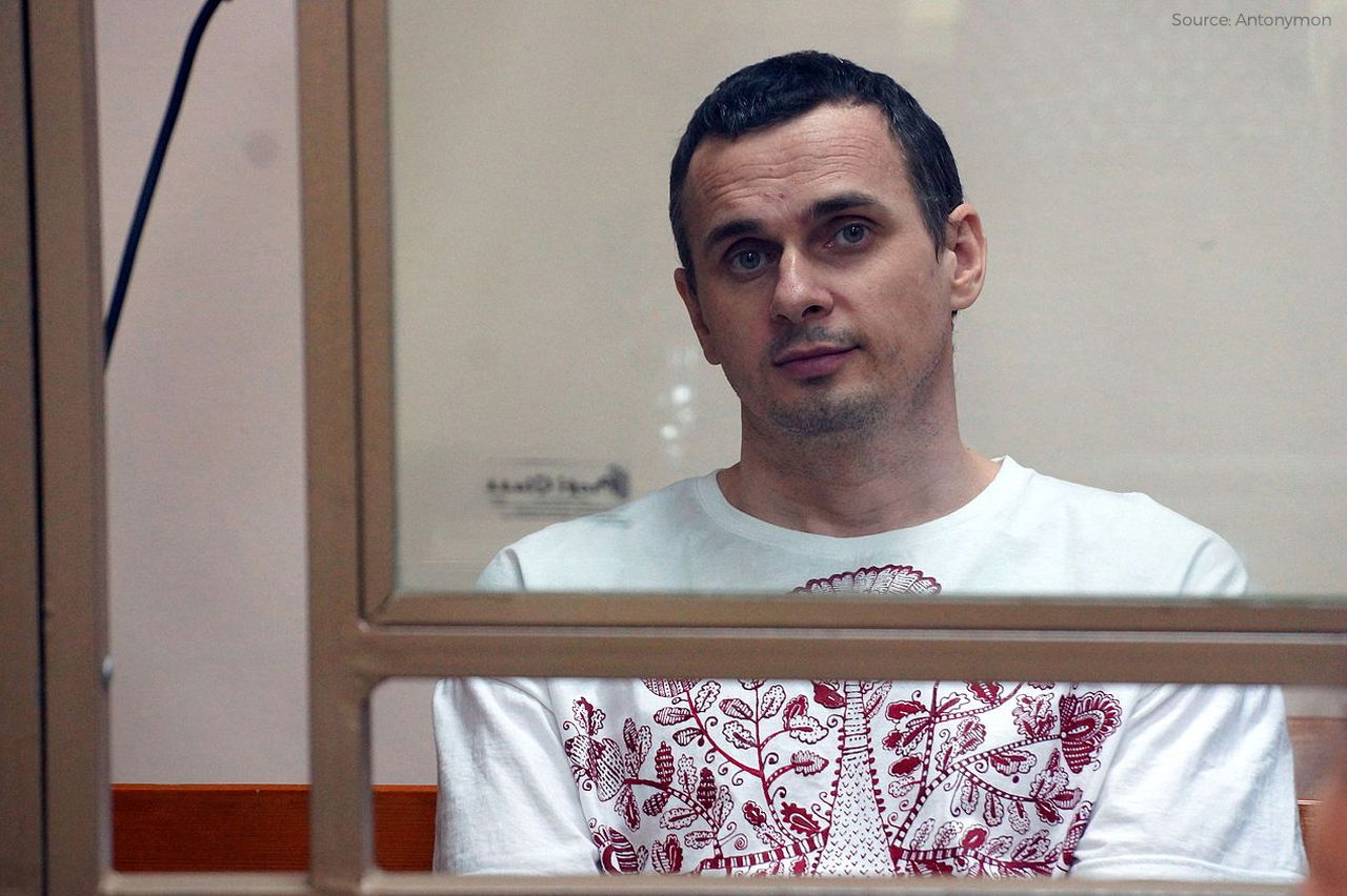 Oleg Sentsov collected the Sakharov Prize he was awarded last year. Image via EPP.