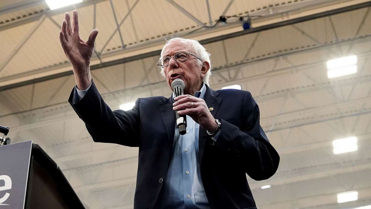 Sanders slams Bloomberg ahead of Nevada caucus while Warren doubles funding target. Image via ABC News.