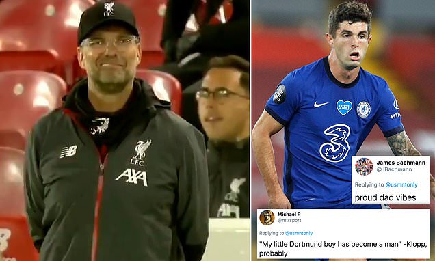 Fans notice Jurgen Klopp's wry smile after Christian Pulisic strike at Anfield