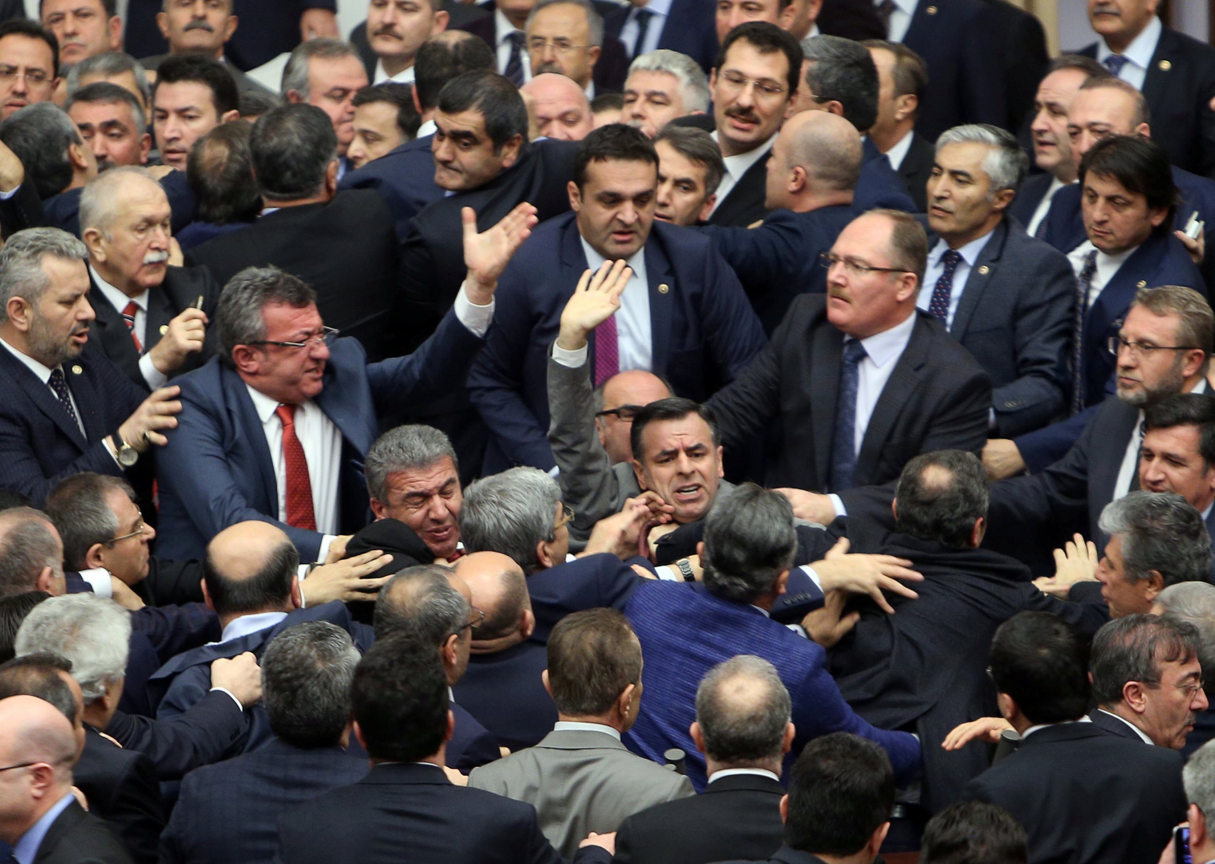A number of politicians were injured in the fight, image via Reuters
