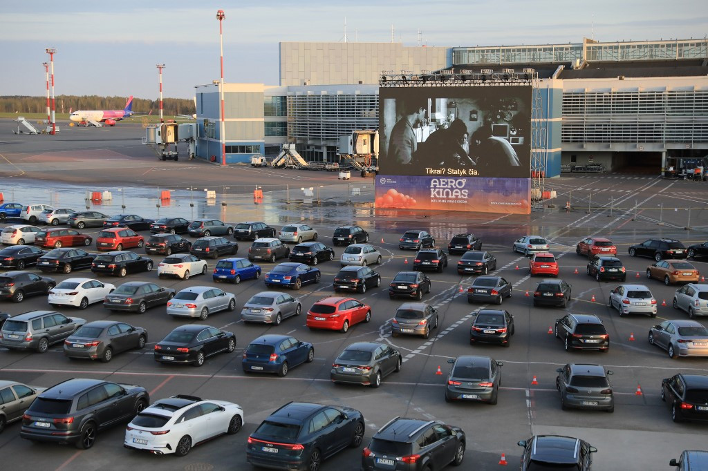 Lithuanian Airport turned into a drive-in cinema
