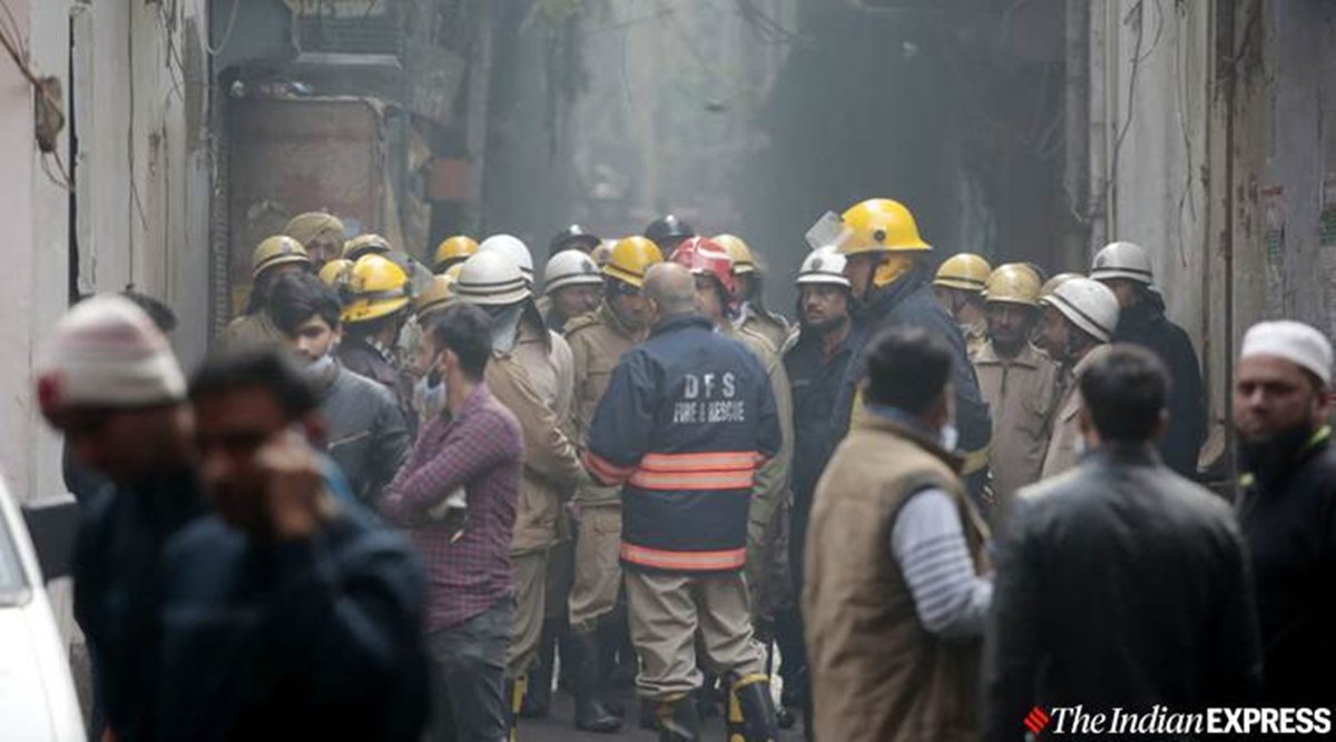 A large number of workers were sleeping inside, image via The Indian Express