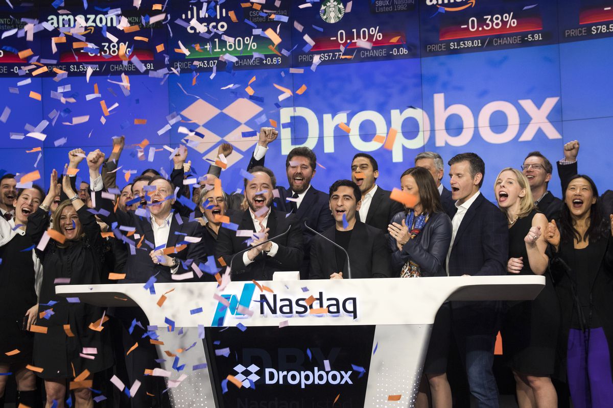 Dropbox share prices surge after company beats expectations for 2019's last quarter. Image via Dropbox.